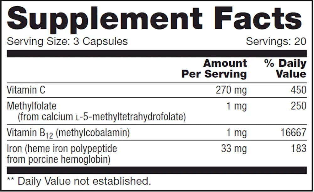 NFH Heme Iron SAP (For Low Iron/Ferritin) 60 Capsules