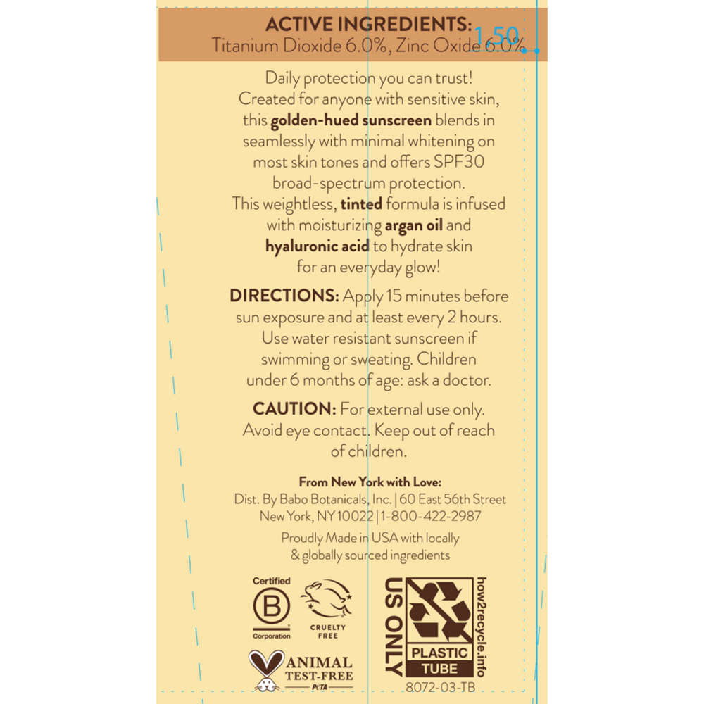 Babo Botanicals Daily Sheer Tinted Mineral Sunscreen Lotion SPF30 - Natural Glow