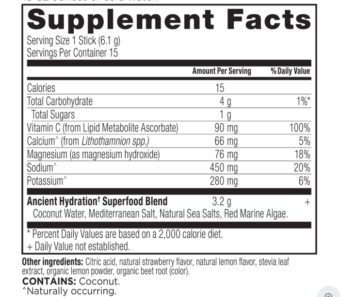 Ancient Nutrition Rapid Hydration (Strawberry Lemonade),