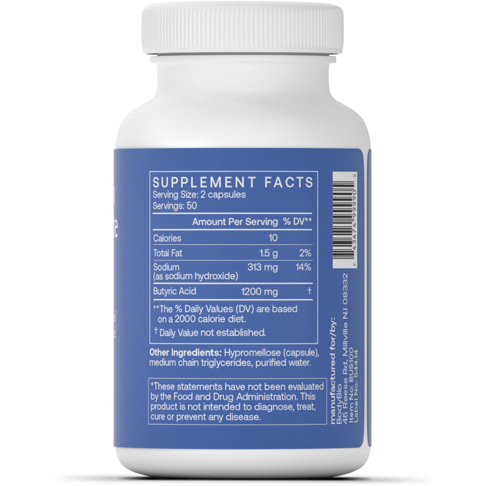 BodyBio Sodium Butyrate 100 Capsules