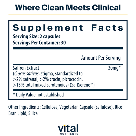 Vital Nutrients Saffron Extract 30mg (60 capsules)
