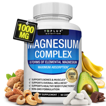 compare product Magnesium Complex Supplement 8 Elemental 1000mg - Magnesium Glycinate, Citrate, Malate, Taurate, Chelated for Easy Absorption for Bones, Muscle, Recovery, Energy, Vegan Non-GMO 90 Capsules