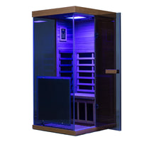 909MX Mini 1 Person Infrared Sauna 3 Sides Large glass panels