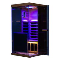 909MX Mini 1 Person Infrared Sauna 3 Sides Large glass panels