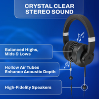 EMF Radiation-Free Air Tube Over-Ear Headphones with Built-In Mic and Full-Range Stereo Sound