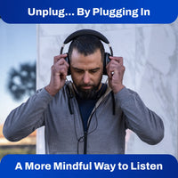 EMF Radiation-Free Air Tube Over-Ear Headphones with Built-In Mic and Full-Range Stereo Sound