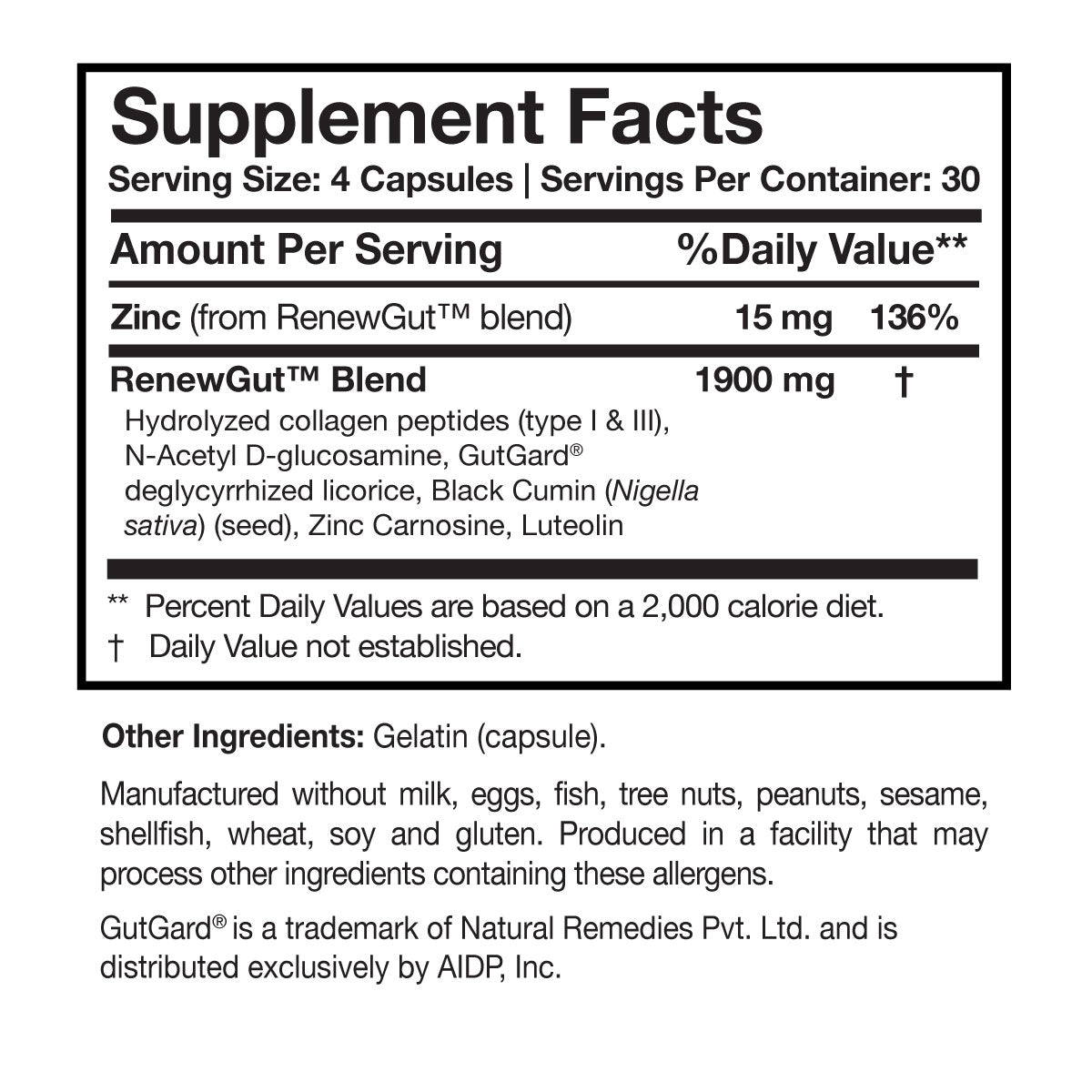Researched Nutritionals Renew Gut