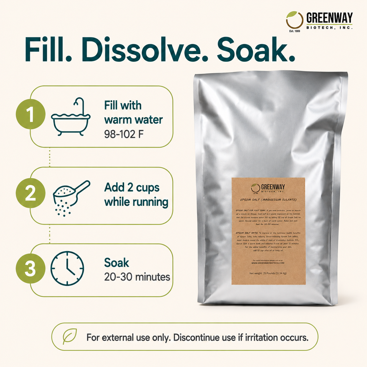 Epsom Salt USP Grade (Magnesium Sulfate) — Bath, Foot Soak & Garden